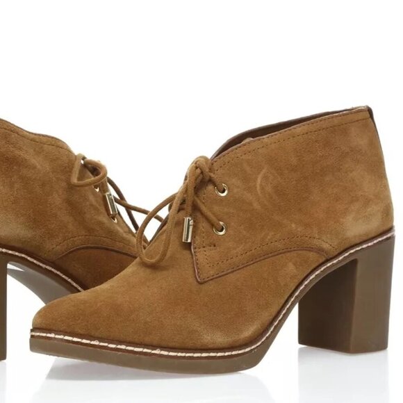 New Tory Burch ‘Hilary’ Suede Tan Brown Suede Ankle Booties Boots Size 8 - Picture 1 of 16